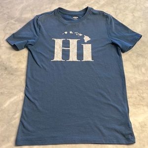 Hawaii island chain “HI” Tshirt. Boys Large (10-12). Blue. White.